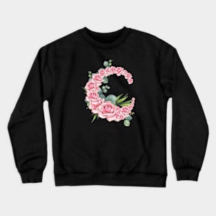 C of Roses Initial Pretty Pink Roses Crewneck Sweatshirt